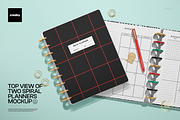 Top View Two Spiral Planners mockup, a Pens & Pencil Mockup by creatsy5 (Thumbnail 1 of 5)