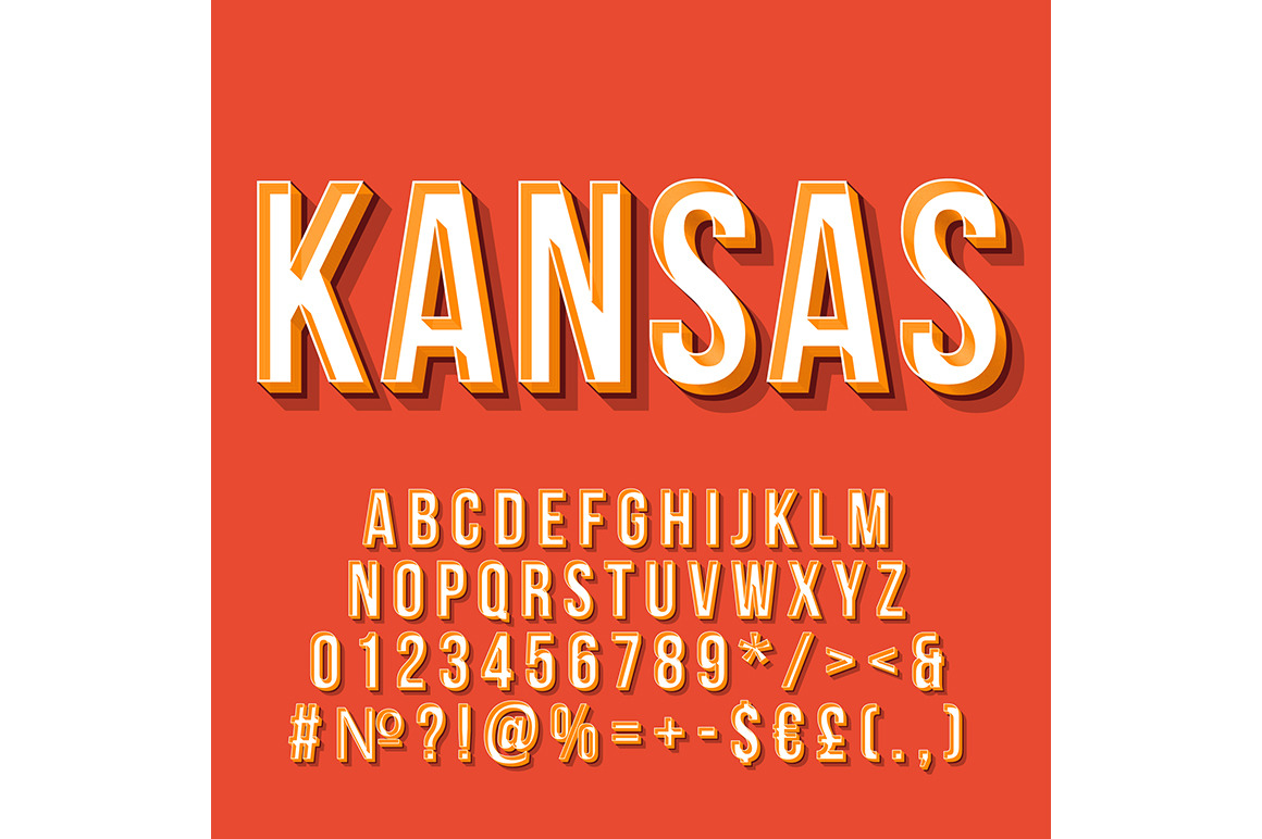 Kansas vintage 3d vector lettering, a Templates & Theme by IMG Visuals