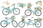 Vintage Blue Floral Bicycles, an Illustration by Amanda Ilkov (Thumbnail 3 of 5)