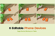 Saga Device Mockup on Table, a Device Mockup by orenjidesign (Thumbnail 8 of 13)