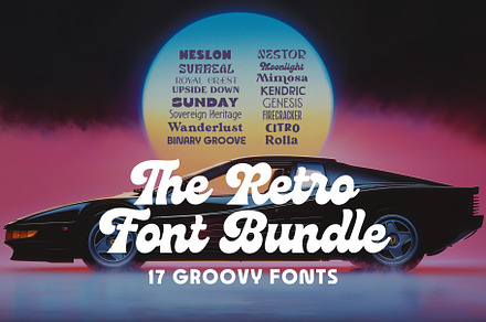 The Retro Font Bundle - 17 Fonts, a Sans Serif Font by HipFonts