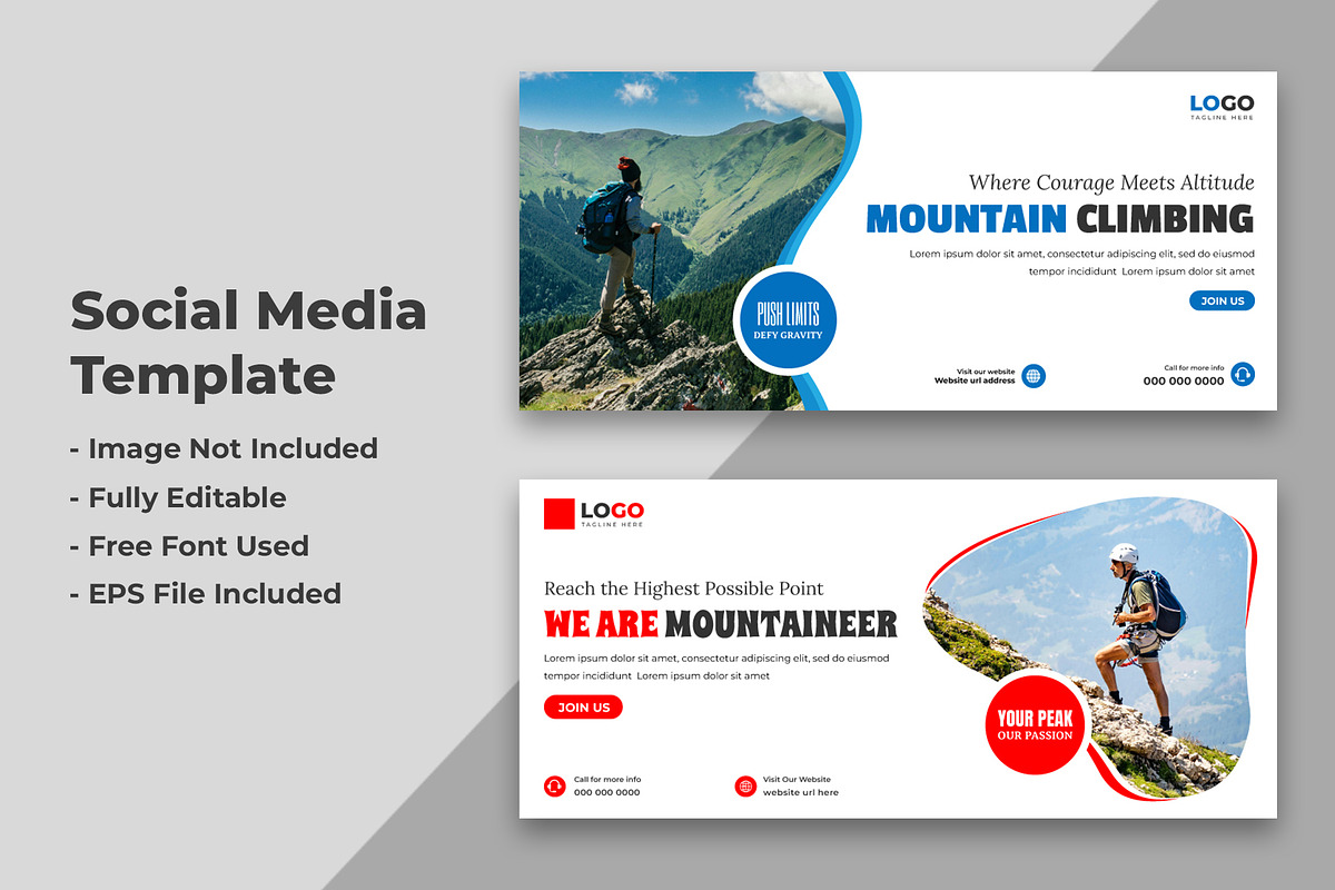 Mountaineering social media cover, a Social Media Template by nandinigraphics (Photo 1 of 2)