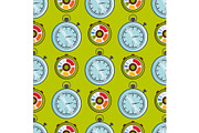 Clock watches vector timer seamless pattern measurement tools number ...