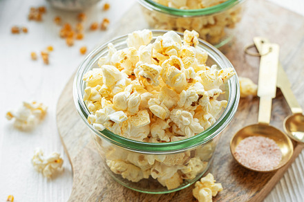 Tasty salted homemade popcorn, a Food & Drink Photo by Olena Rudo