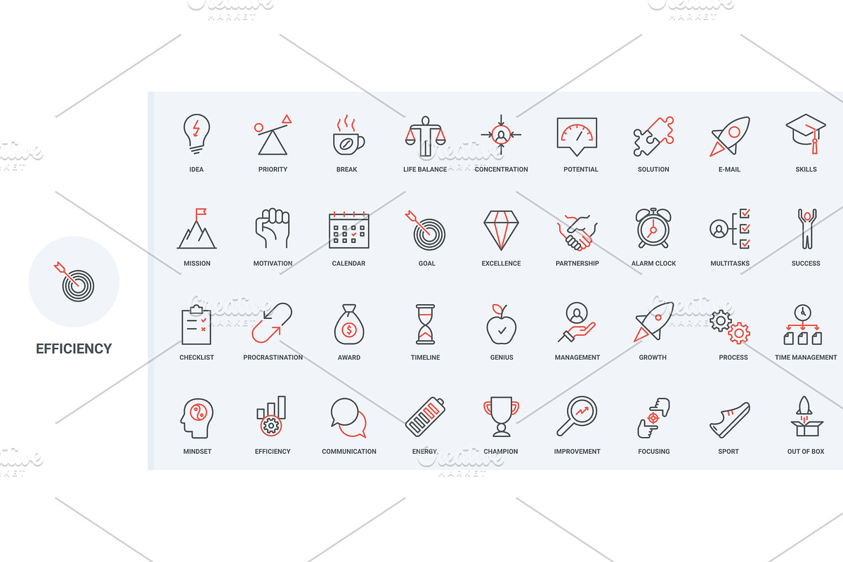 Business efficiency success icons, an Object Illustration by Lemberg Vector