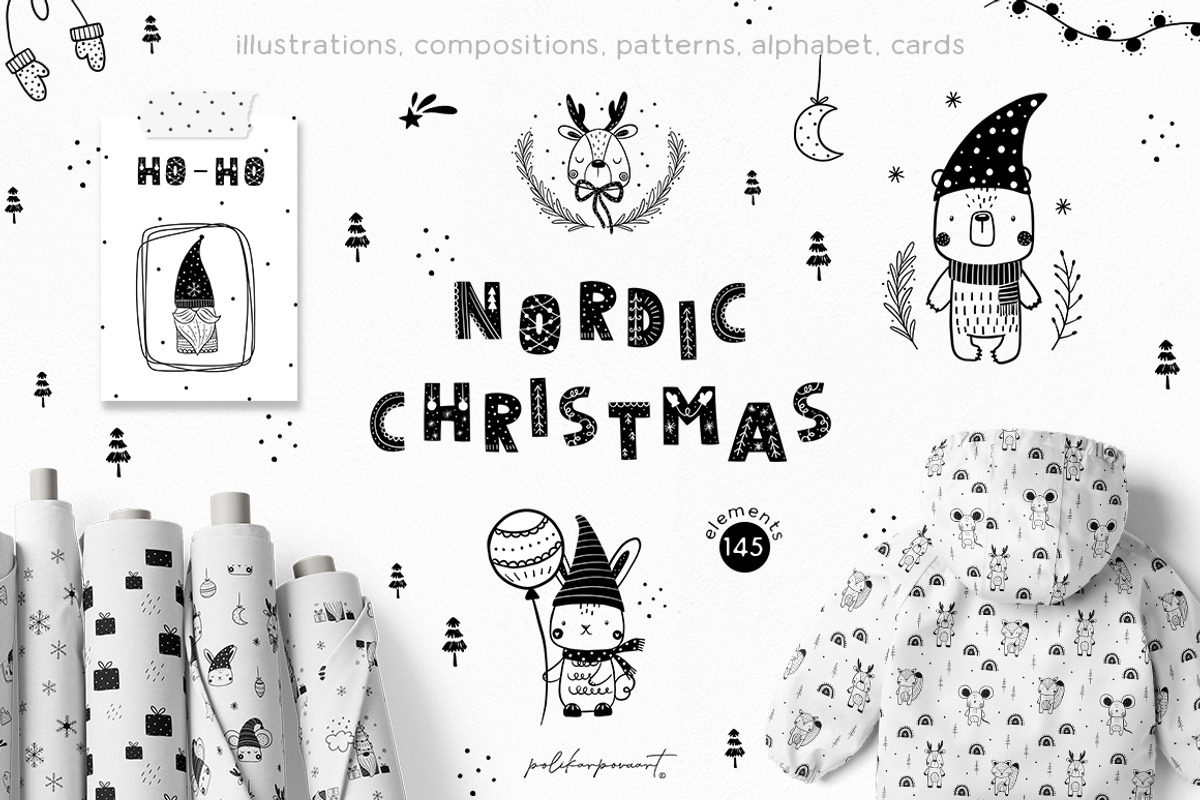 Nordic Christmas animals & gnomes, an Animal Illustration by polikarpovaart (Photo 1 of 12)