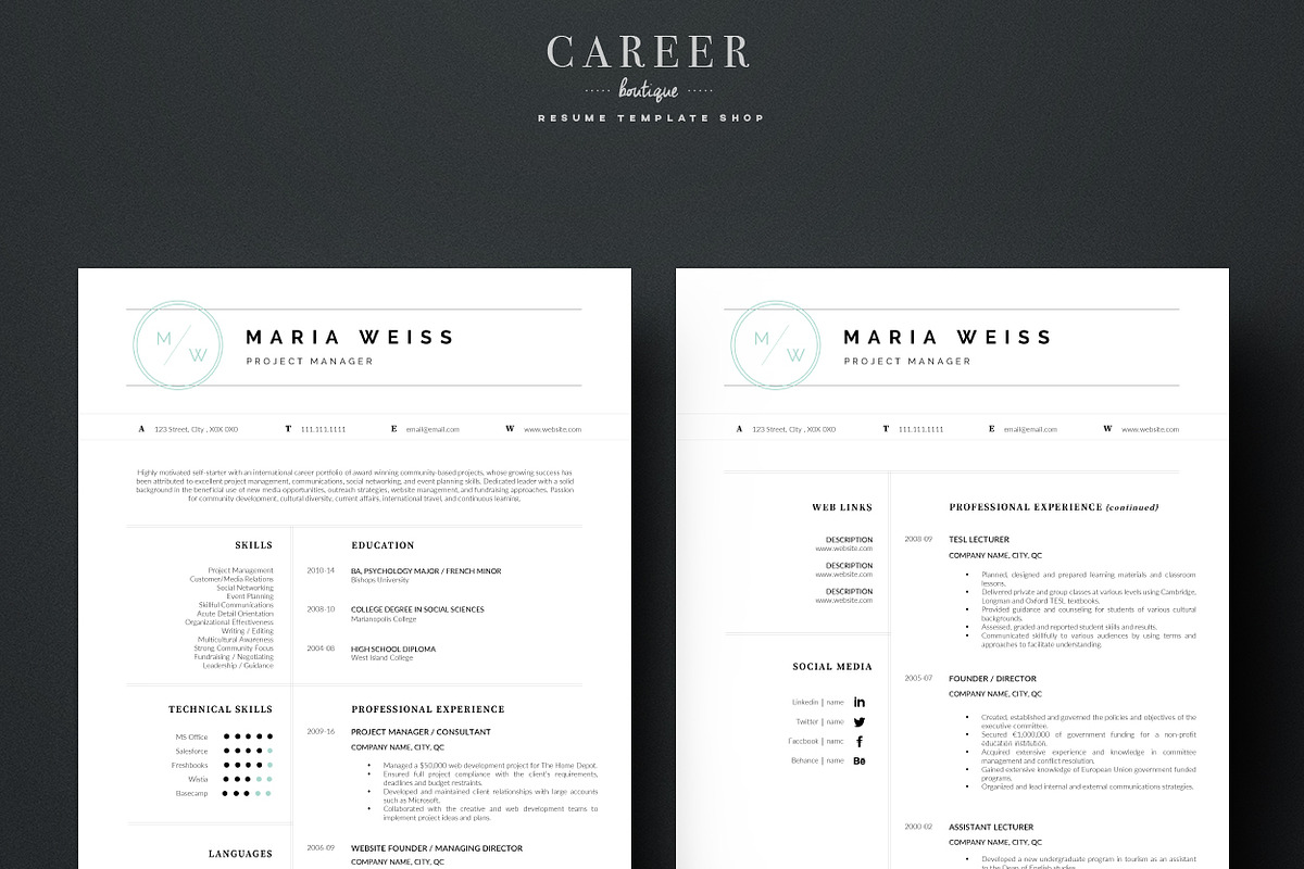 Modern Resume & CoverLetter Template, a Resume Template by careerboutique (Photo 5 of 6)
