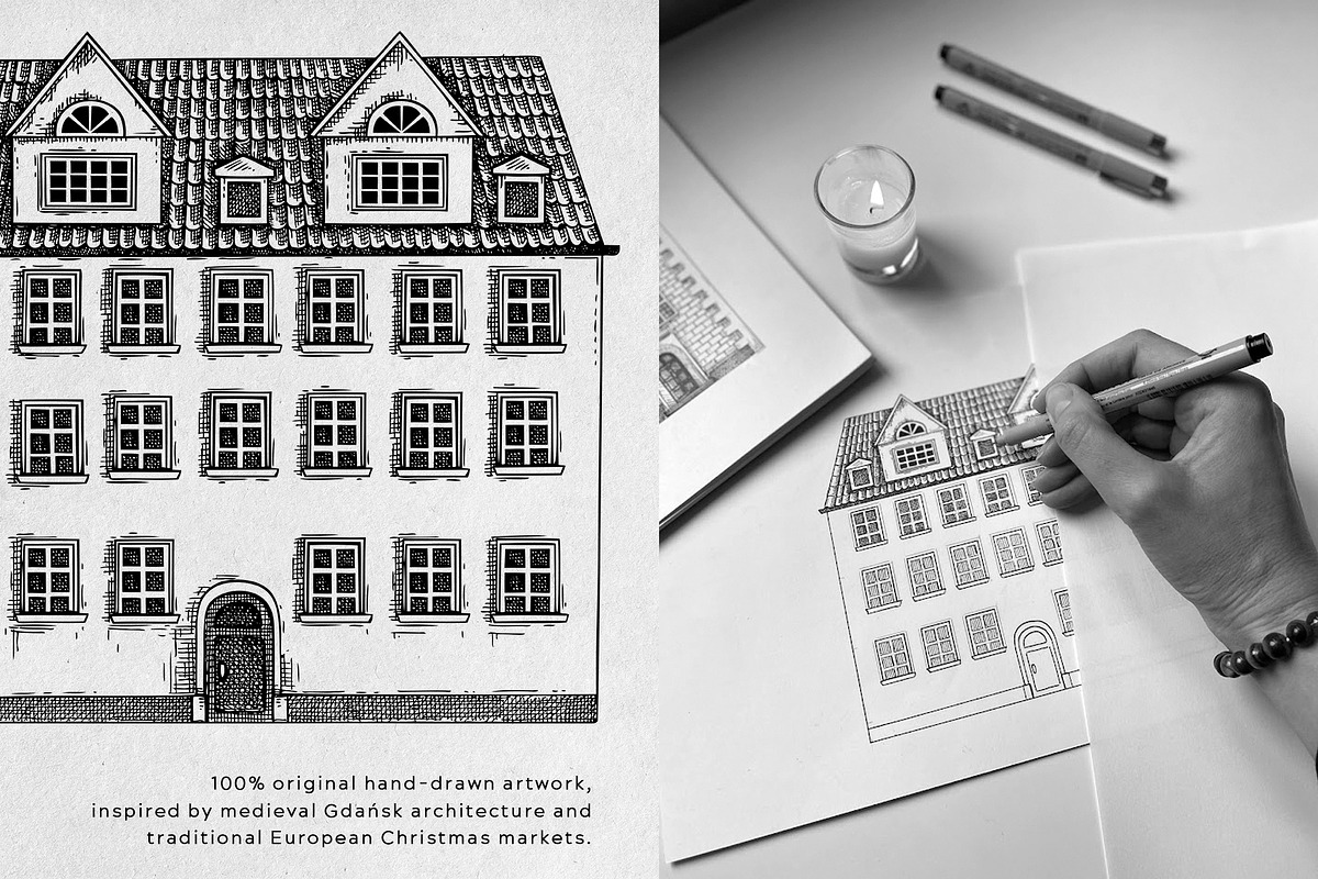 Christmas Market Architecture Set, a Seasonal Illustration by Yevheniia (Photo 3 of 10)