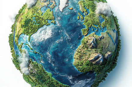 Earth Globe Lush Green Forests Blue, a Background Photo by Pixeness