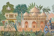 Mughal Garden Elephant Mural, a Decorative Illustration by Mughal Wallpaper (Thumbnail 1 of 4)