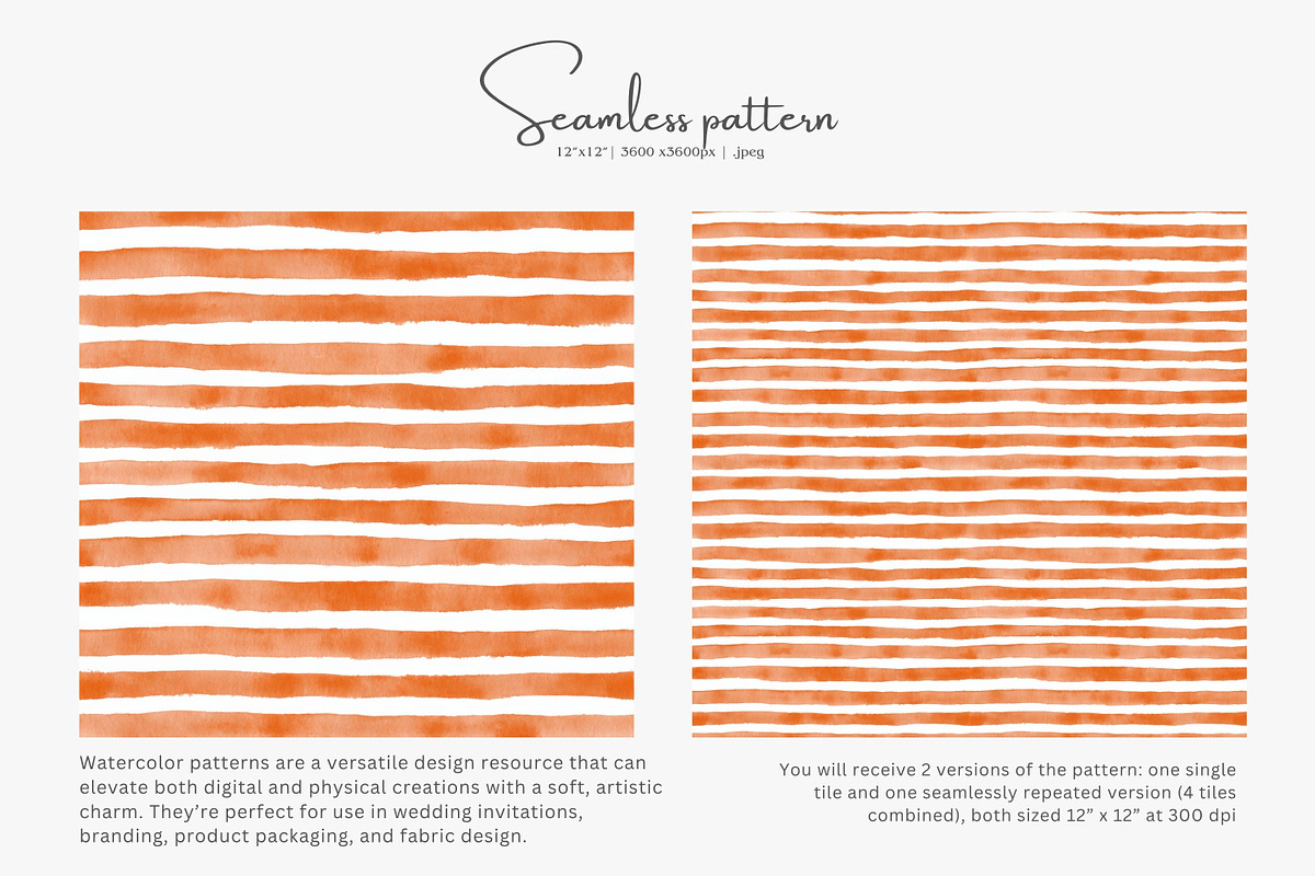 orange stripes watercolor pattern, a Pattern Graphic by Pink Studio Art (Photo 3 of 5)