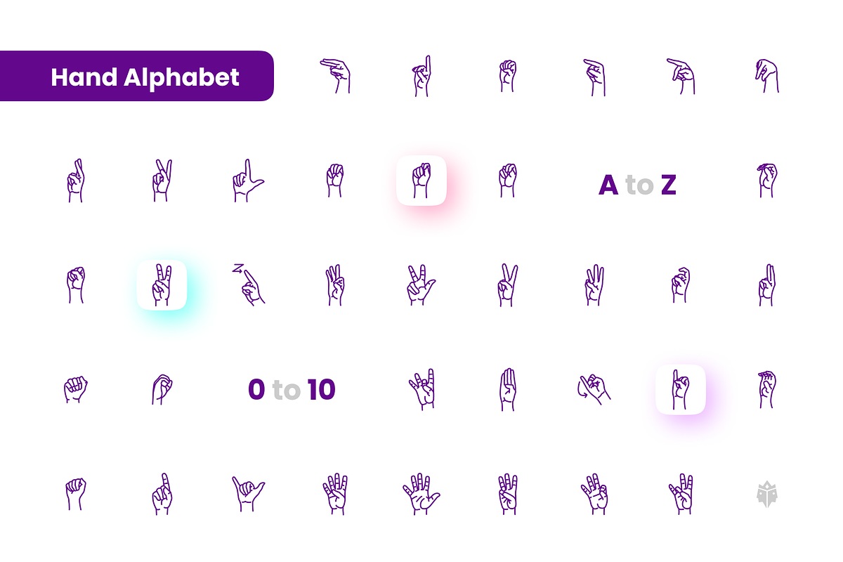 Hand Alphabet A to Z and 0 to 10, an Icon by Pathlord (Photo 1 of 8)