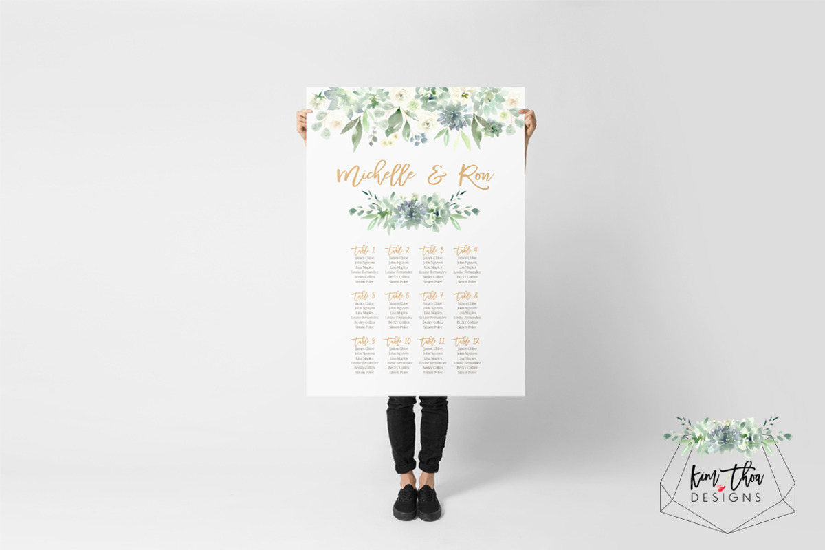 Succulents, White Flowers & Greenery, an Illustration by Kim Thoa Designs (Photo 9 of 12)