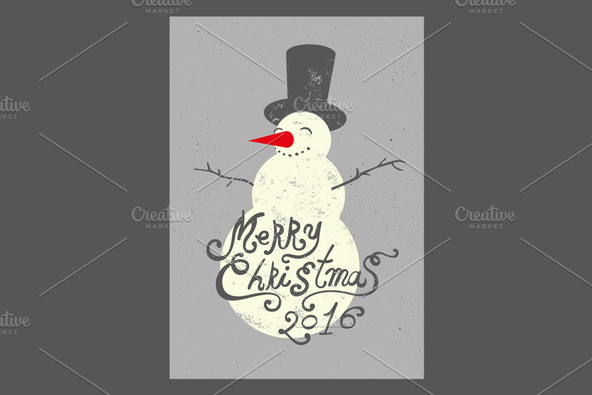 Christmas card. Vector snowman., a Seasonal Illustration by PoPaShop (Photo 2 of 4)