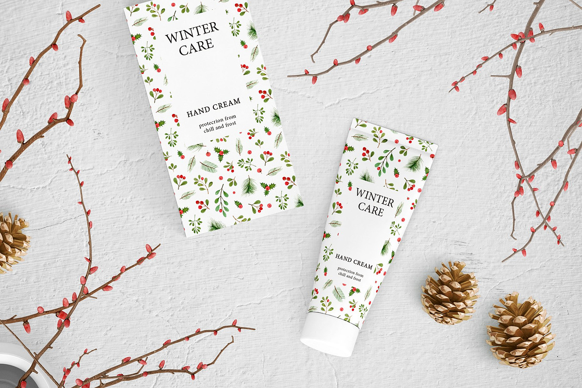 Xmas winter plants. Watercolor set, a Seasonal Illustration by alenaganzhela (Photo 6 of 9)