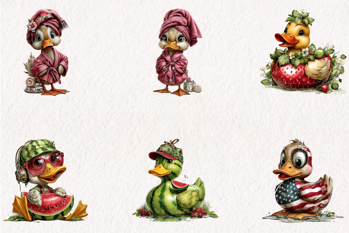 Rubber Duck Characters PNG Bundle, a Seasonal Illustration by CreationArt (Photo 2 of 5)