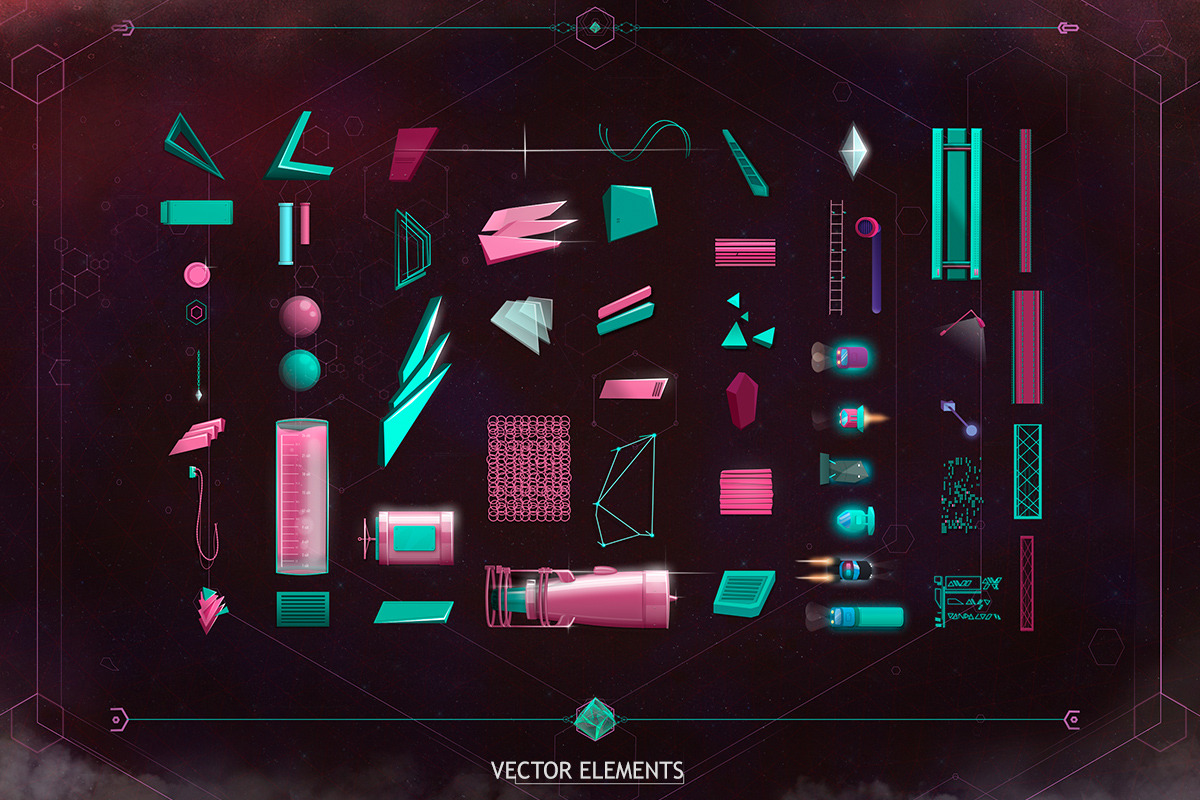 Polygonal Typeface + Vector Elements, a Graphic by Anton Moek (Photo 3 of 10)