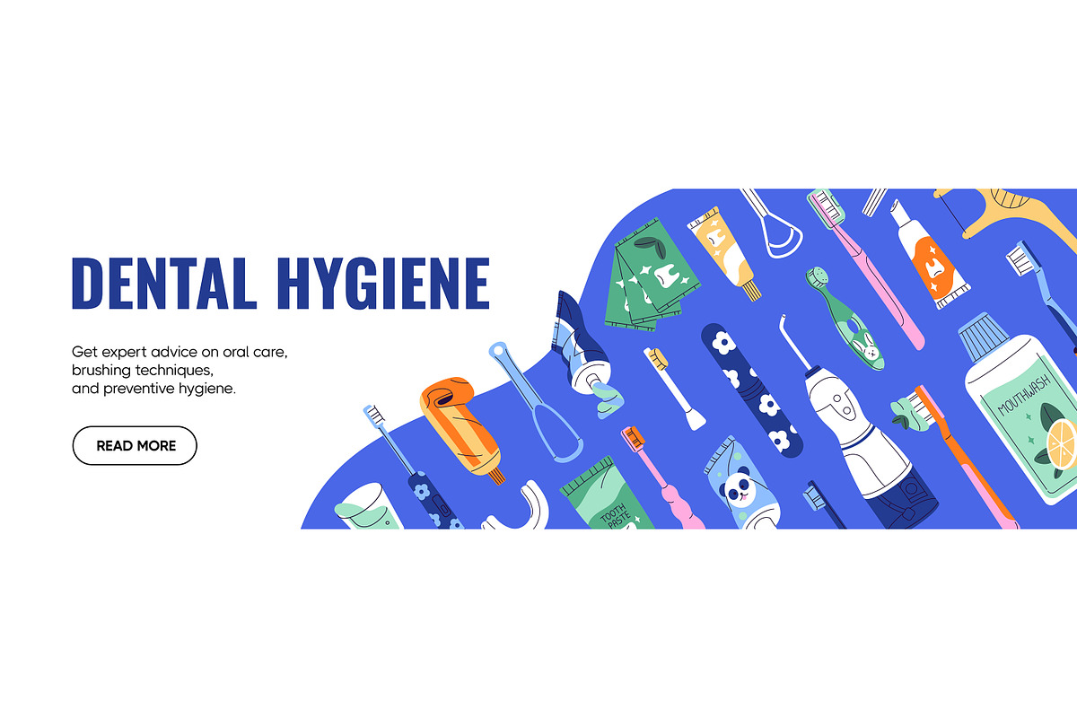 Tooth care set, patterns, banner, a Healthcare Illustration by PaperTrident (Photo 3 of 7)
