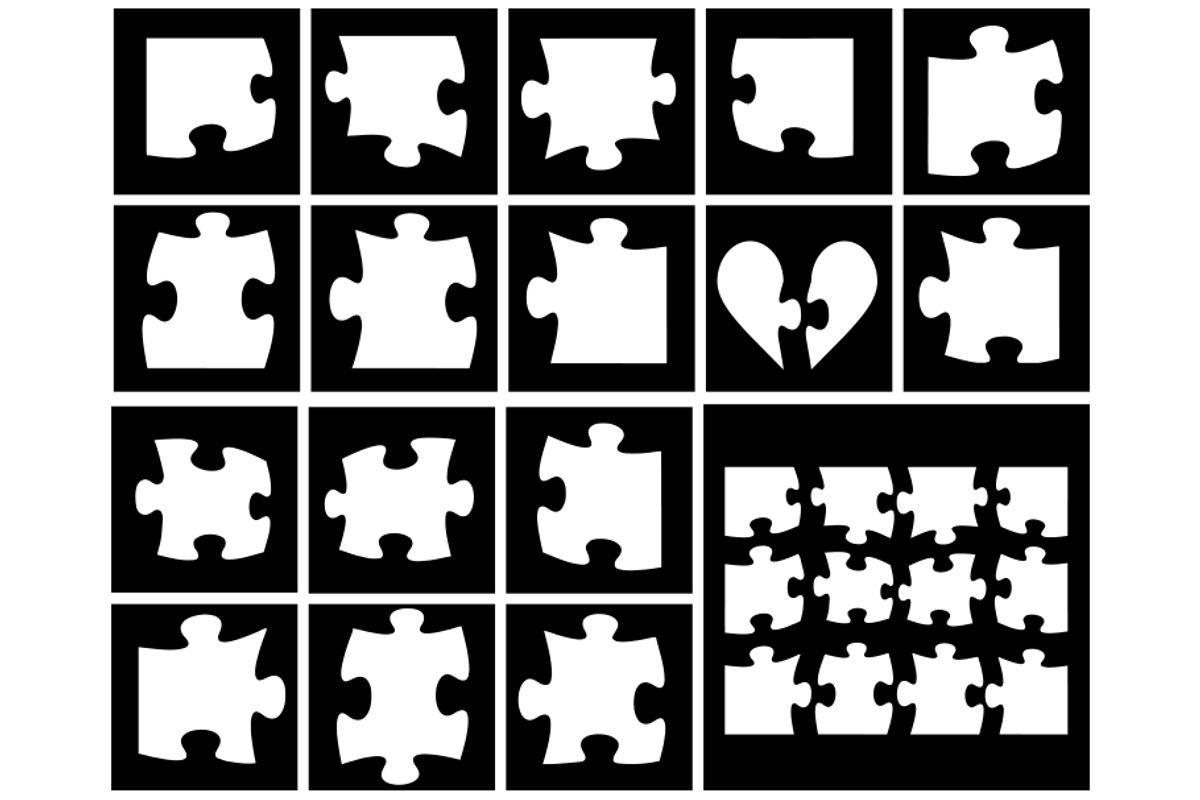 Puzzle Stencil, Puzzle Piece Stencil, a Decorative Illustration by Doodle Cloud Studio (Photo 1 of 2)
