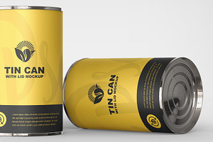 Tin Can With Lid Packaging Mockup