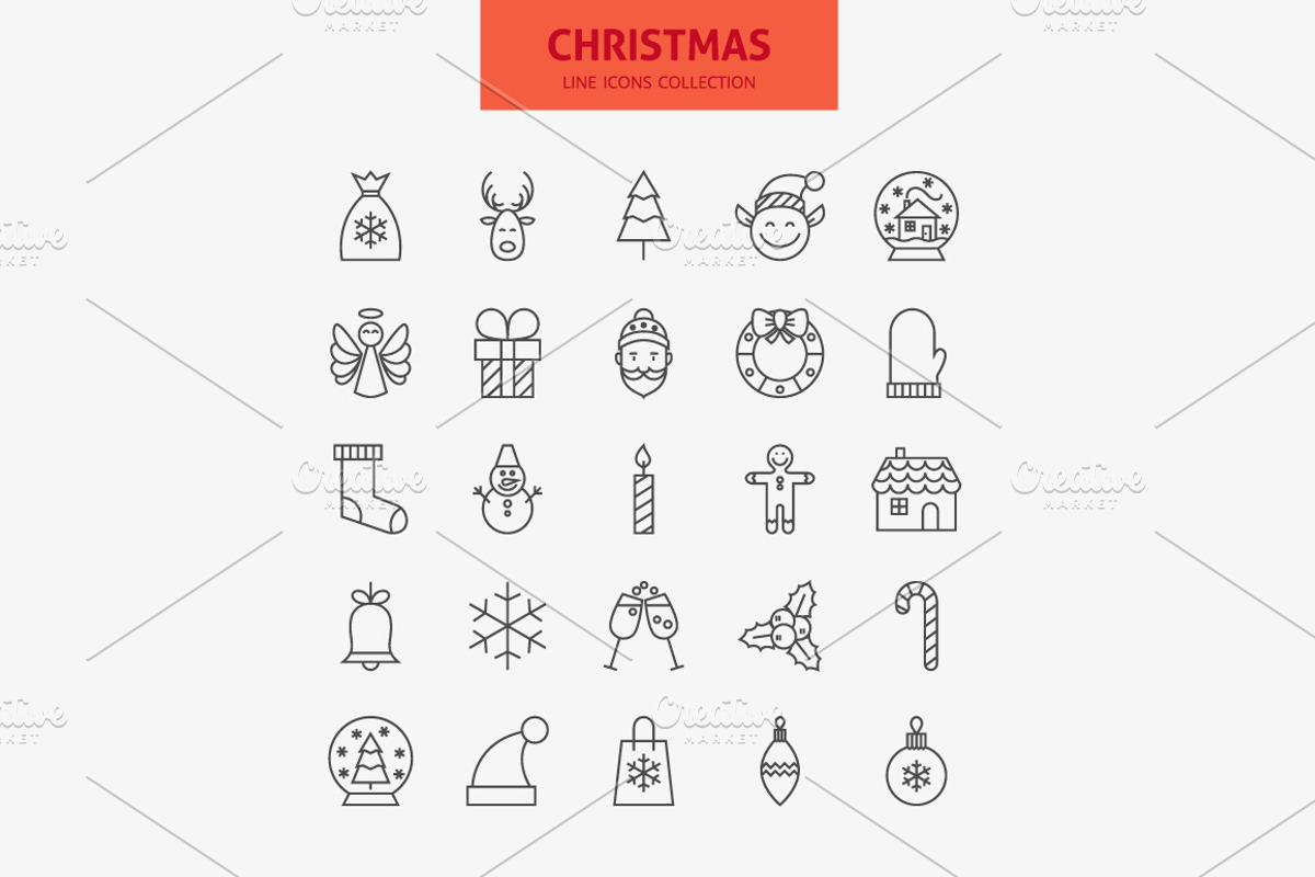Christmas Line Art Icons, an Outline Icon by Anna_leni (Photo 2 of 5)