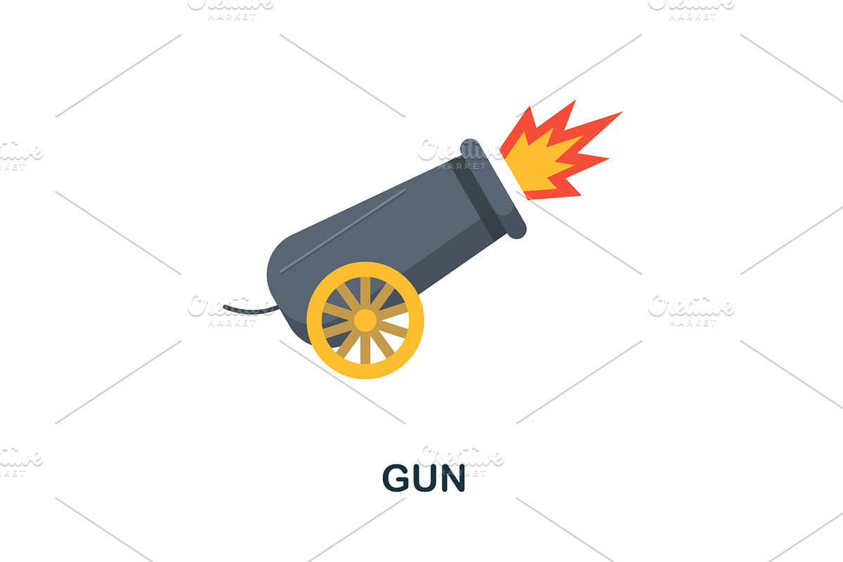 Gun flat icon. Color simple element, an Object Illustration by Aimagenarium@gmail.com