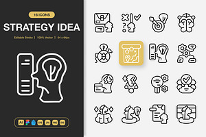 Strategy Idea Icons, an Outline Icon by Spacepixel Creative