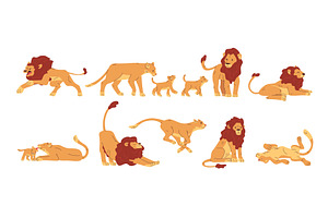 Lion lioness animals. Lions pride, an Animal Illustration by Stock-Smart-Start