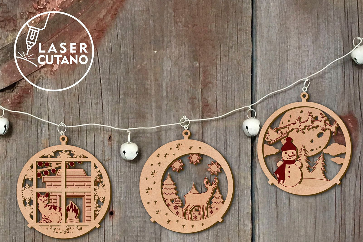 CHRISTMAS ORNAMENTS Multilayer File, a Templates & Theme by LaserCutano (Photo 3 of 10)