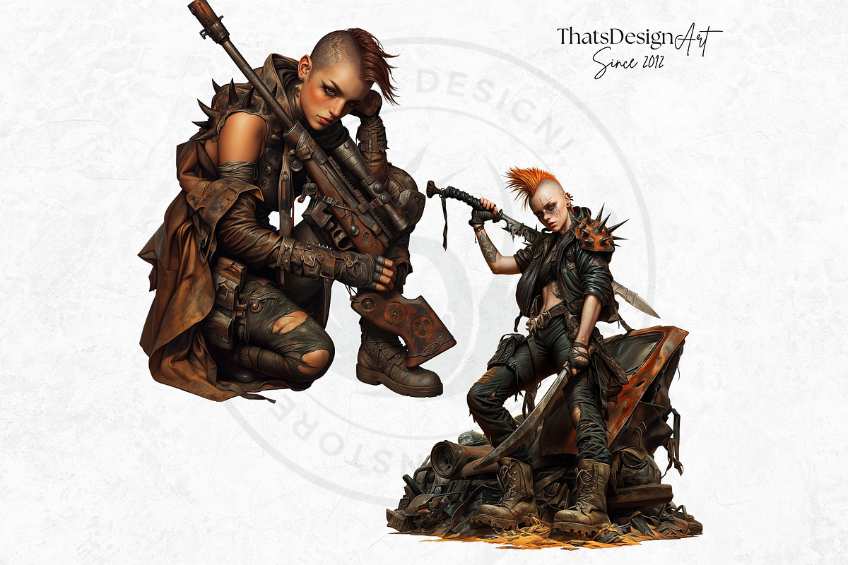 Wasteland Punk Character Clipart Set, a Decorative Illustration by ThatsDesignArt (Photo 5 of 10)