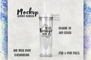 Acrylic skinny tumbler mockup