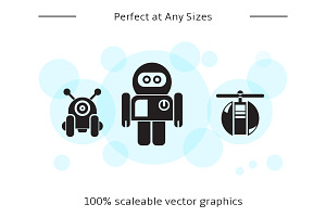 Robot Character Glyph Icons Set