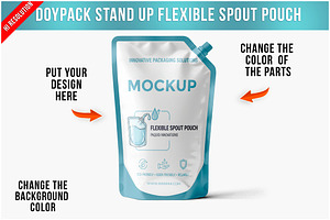 Doypack Stand Up Flexible Spout PSD, a Product Mockup by Bruno's Shop