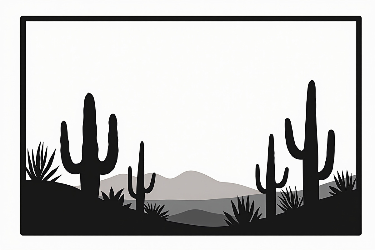 Cactus Desert Landscape Silhouette, an Illustration by abu67222 (Photo 9 of 15)