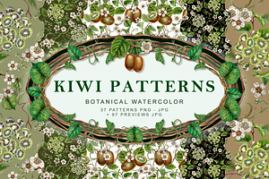 KIWI PATTERNS, botanical watercolor