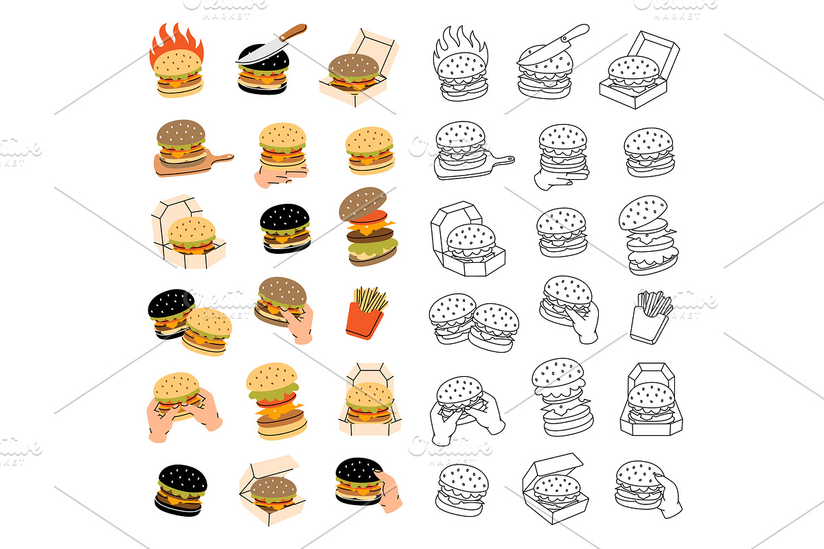 Burger in vertical banner. Beef, a Food Illustration by GraphiShop