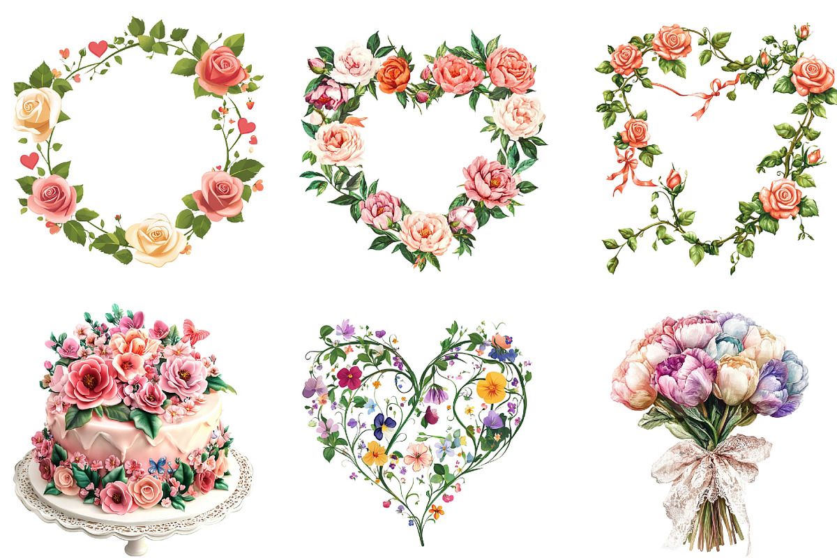 Spring Romantic Flower Clipart PNG, an Illustration by Designking (Photo 5 of 5)