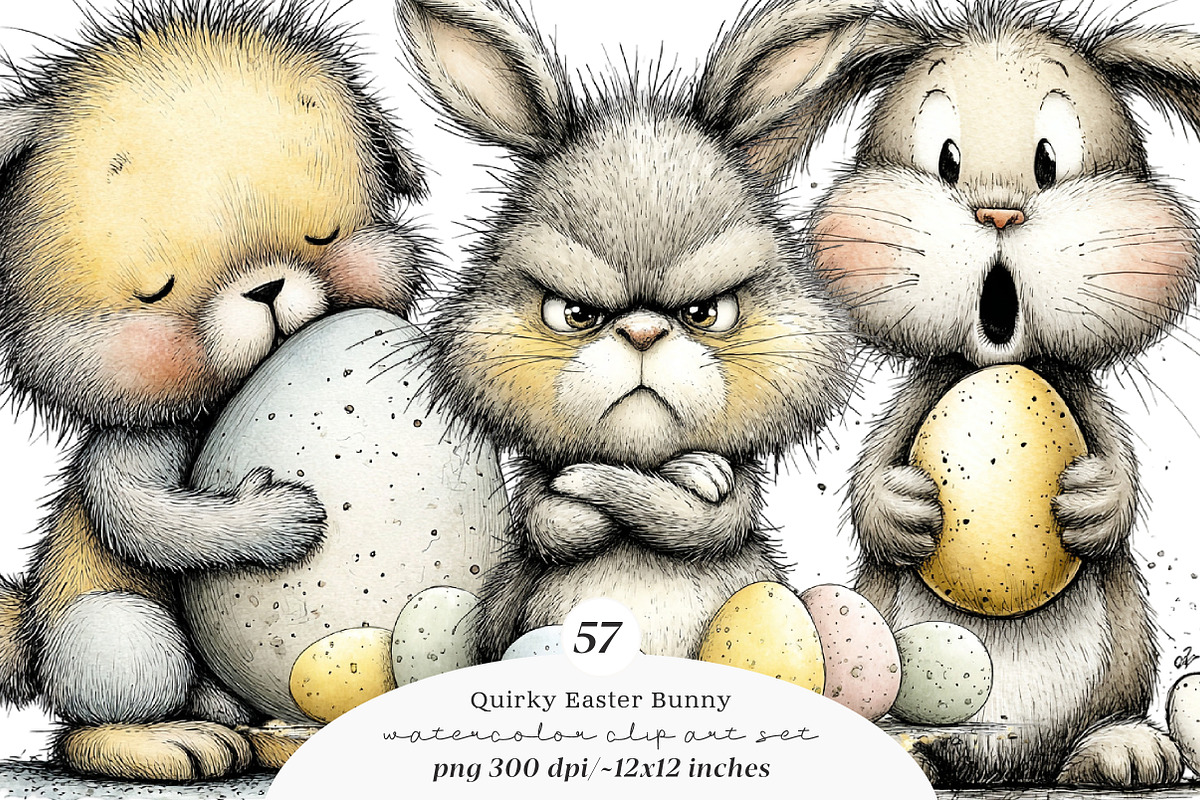 Quirky easter bunny bundle, an Illustration by SinaCreation (Photo 1 of 11)