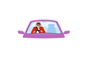 Angry driver holding steering wheel, a Transportation Illustration by pikepicture
