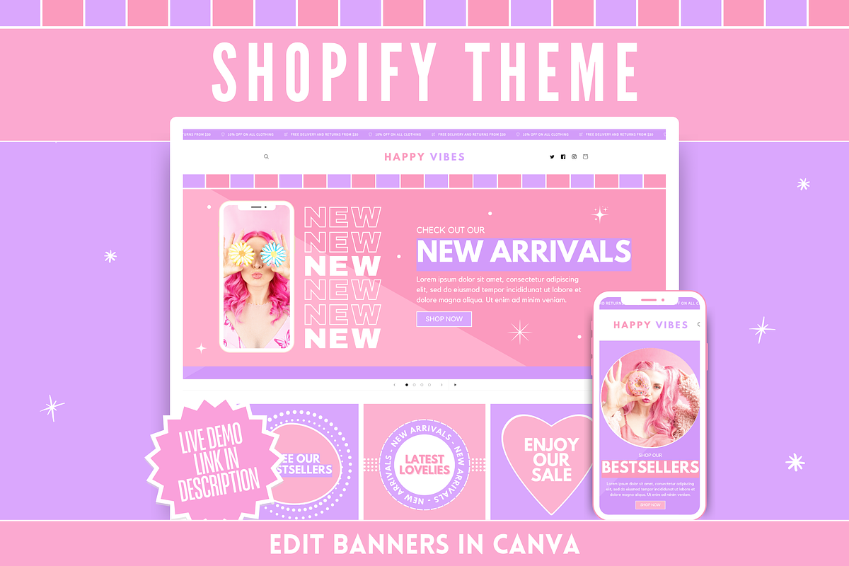 Happy Vibes Shopify Theme, a Shopify Template by SunshineStudioBoutique (Photo 1 of 8)
