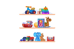 Toys shelves. market place with, an Illustration by Onyx