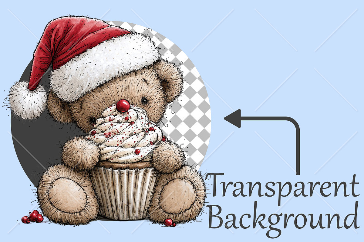 Whimsical Christmas Bear Clipart PNG, a Seasonal Illustration by Canvas Craft (Photo 2 of 10)