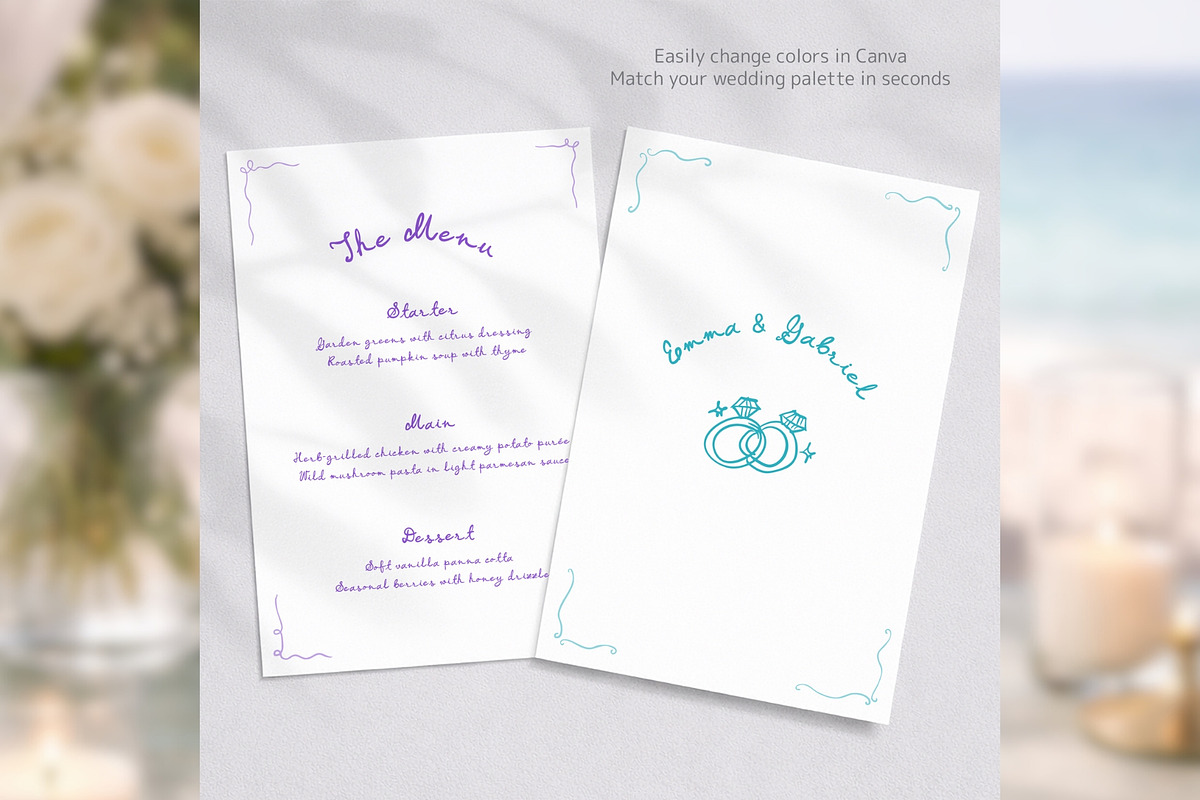 Hand Drawn Wedding Menu (bd001), a Card Template by TyphoonStudio (Photo 6 of 9)