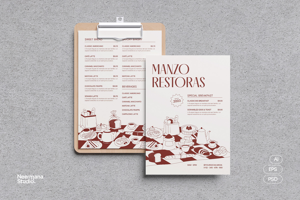 Bakery and Pastry Shop Menu, a Stationery Template by Neermana (Photo 1 of 4)