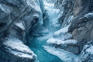 Winter wonderland, frozen waterfall, a Photo by Pavel_design