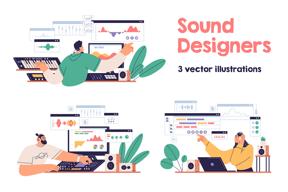 Sound designers or audio engineers, a Work Illustration by Good Studio (Photo 1 of 4)