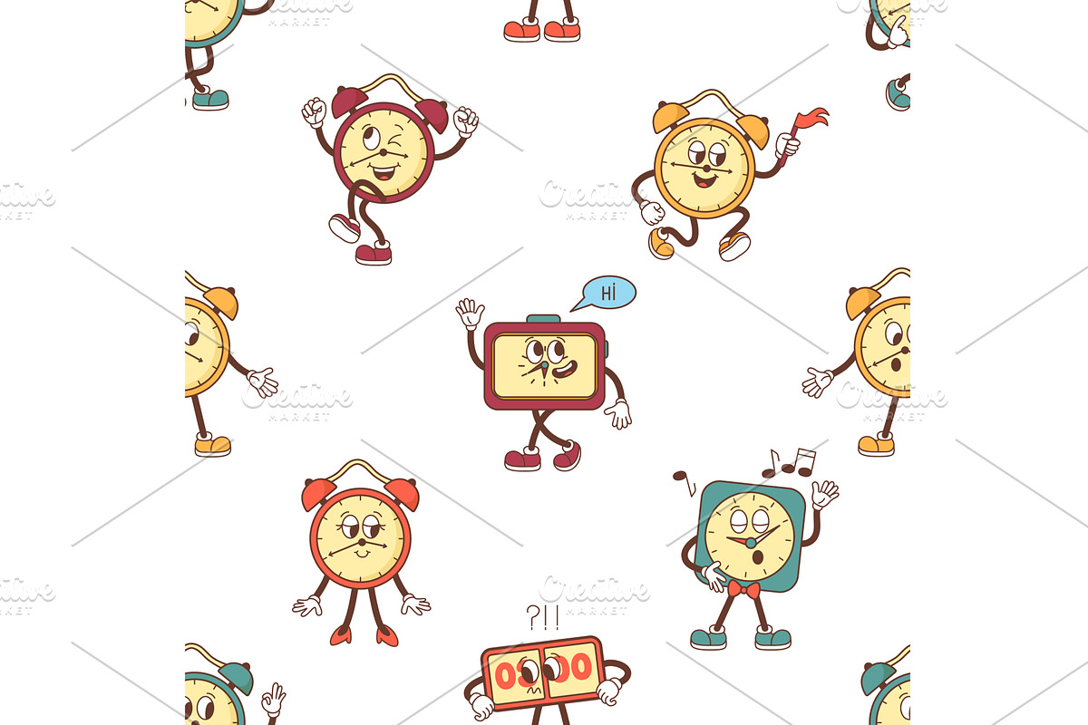 Watches seamless pattern. Groovy, a Texture Illustration by Valerie Bodnar