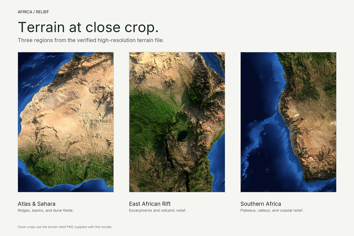 Africa Terrain Relief Map Bundle, an Education Illustration by Eugene Ga (Photo 4 of 4)
