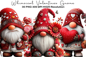 Whimsical Valentines Gnome Clipart, an Illustration by Black Bird Studio