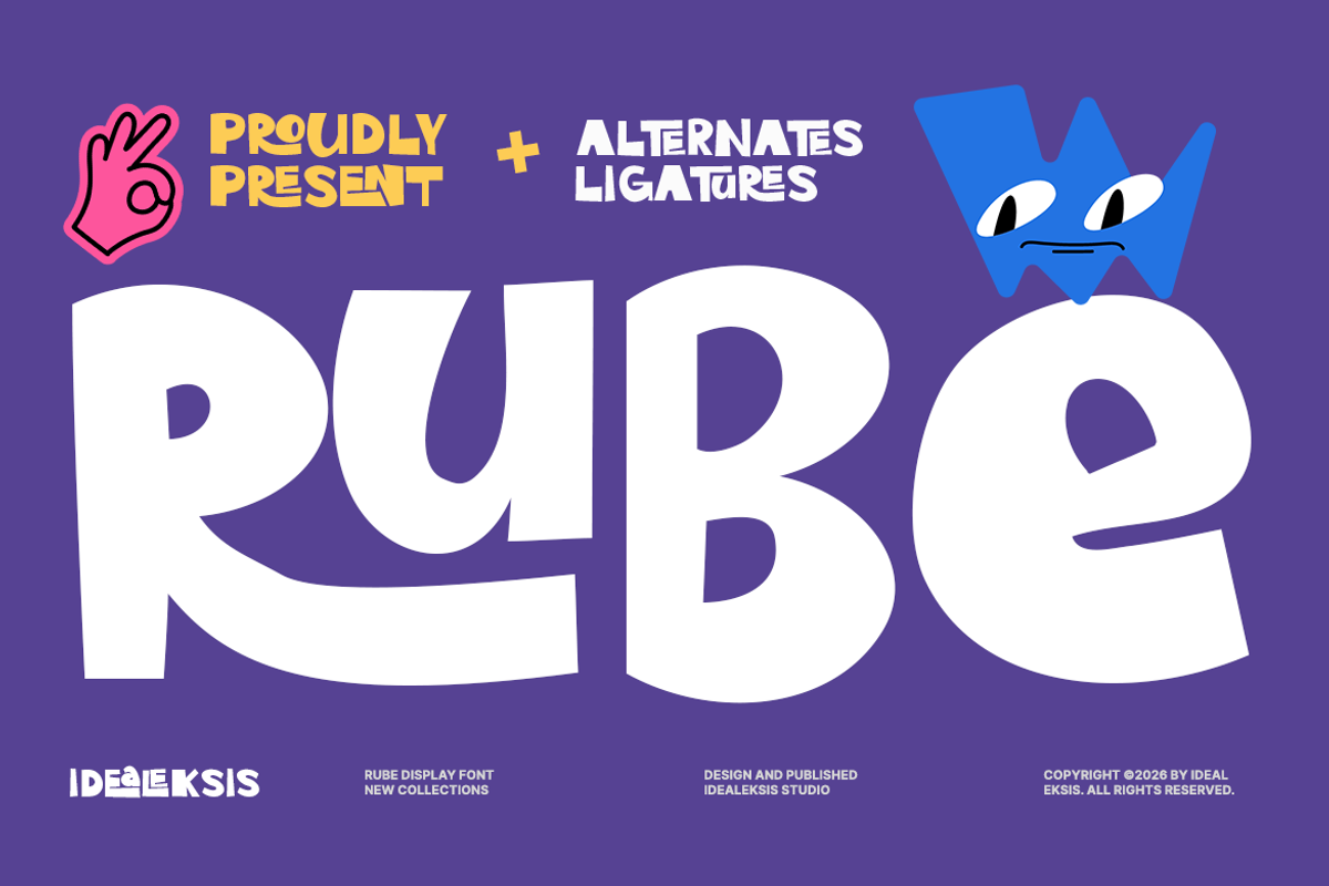 Rube - Display font, a Sans Serif Font by Ideal Eksis (Photo 1 of 10)